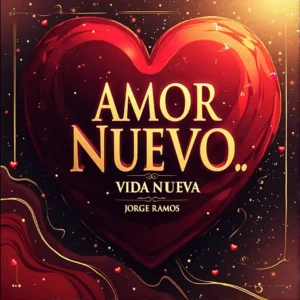 Portada “Amor Nuevo, Vida Nueva”: luz cálida y limpia, pareja caminando tranquila en una ciudad suave al atardecer; sensación de paz y claridad, tonos crema/ámbar y azules suaves, tipografía romántica moderna con alto contraste.