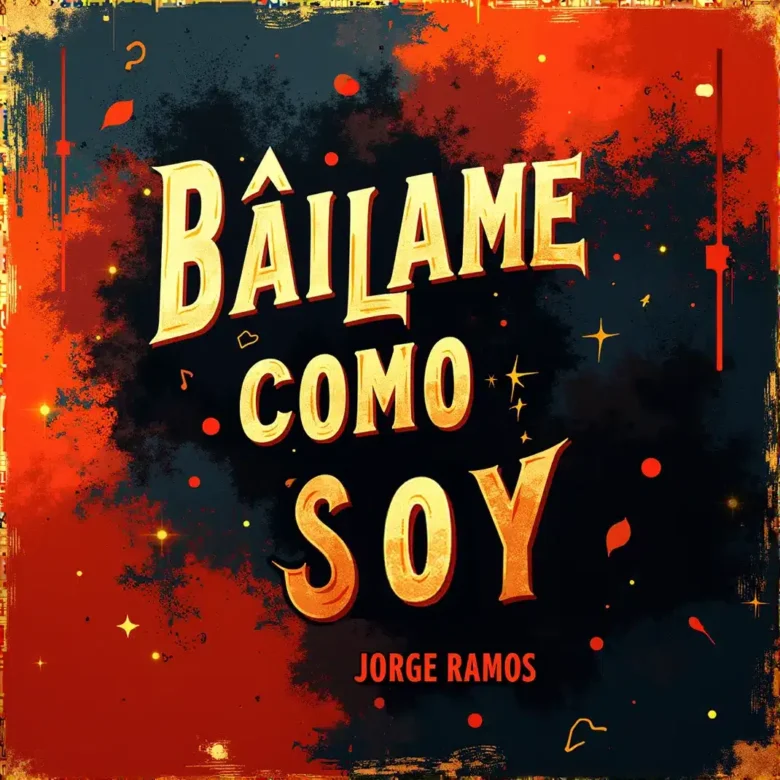 Portada del single “Báilame como soy” de Jorge Ramos, con una pareja bailando salsa en un club moderno iluminado con neones cálidos, transmitiendo cercanía y honestidad, y el título destacado en la parte superior.