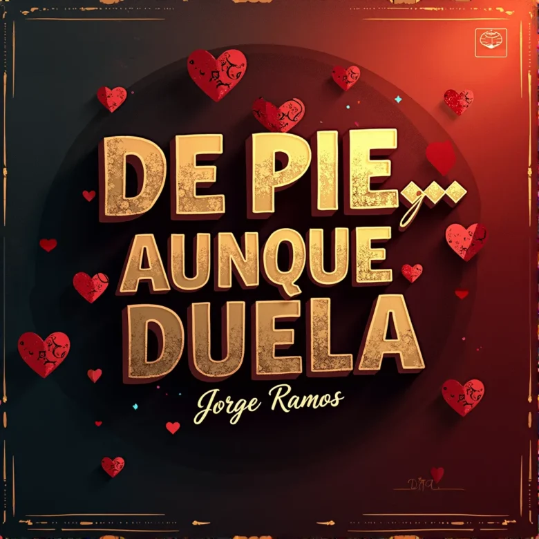 Portada “De Pie, Aunque Duela”: silueta firme bajo cielo nublado con luz cálida al fondo; textura urbana, tonos ámbar y azul profundo; tipografía fuerte y minimalista, sensación de resistencia y esperanza.