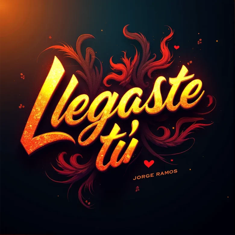Portada del single Llegaste tú de Jorge Ramos: pareja bailando salsa romántica en un salón cálido, luces suaves sobre la pista y el título destacado en la parte superior.
