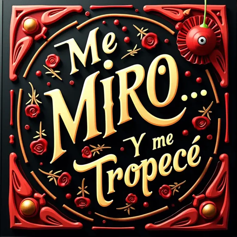 Portada “Me miró… y me tropecé”: escena cálida de club con gesto divertido en pista y metales brillando; tipografía festiva.