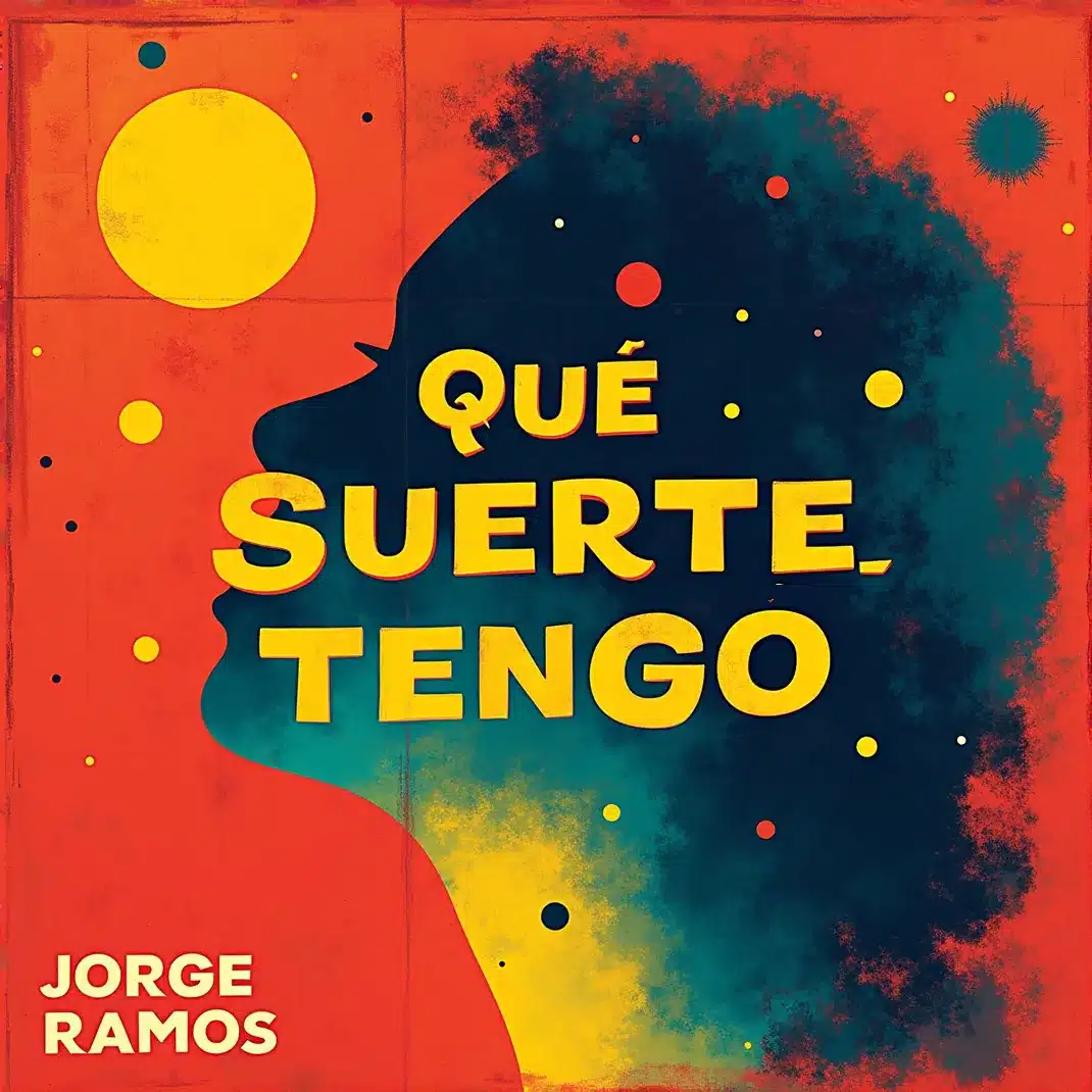 Portada del single “Qué suerte tengo” de Jorge Ramos, con estética de salsa moderna alegre: persona o banda en una calle luminosa o diseño tipográfico cálido, transmitiendo gratitud y energía positiva, con el título destacado.