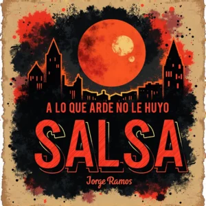 Portada cuadrada de salsa pop con estética cálida y ardiente (chispas/ondas de calor, dorados y rojo profundo) y el título “A lo que arde no le huyo”.