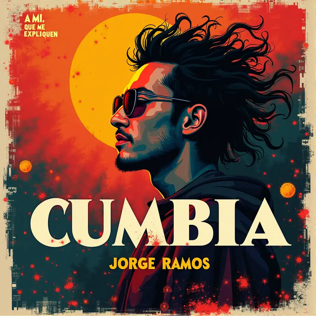 Portada futurista y colorida de “A mí que me expliquen” de Jorge Ramos, con formas neón y tipografía grande sobre fondo tropical oscuro.