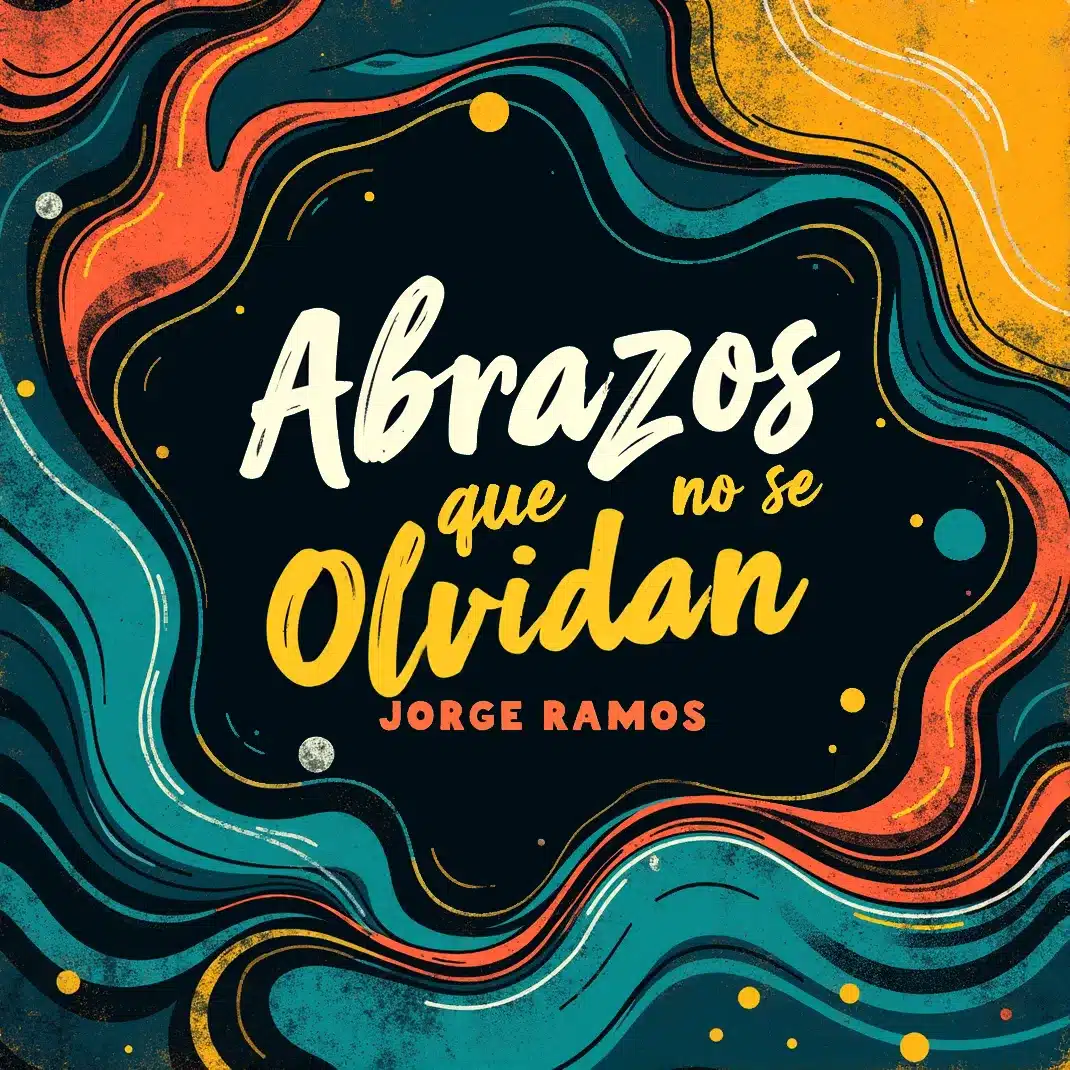 Portada “Abrazos que No Se Olvidan”: escena de fiesta familiar con luz cálida; gente abrazándose y sonriendo mientras suena una orquesta de salsa; tipografía elegante y mood de hogar, gratitud y celebración.