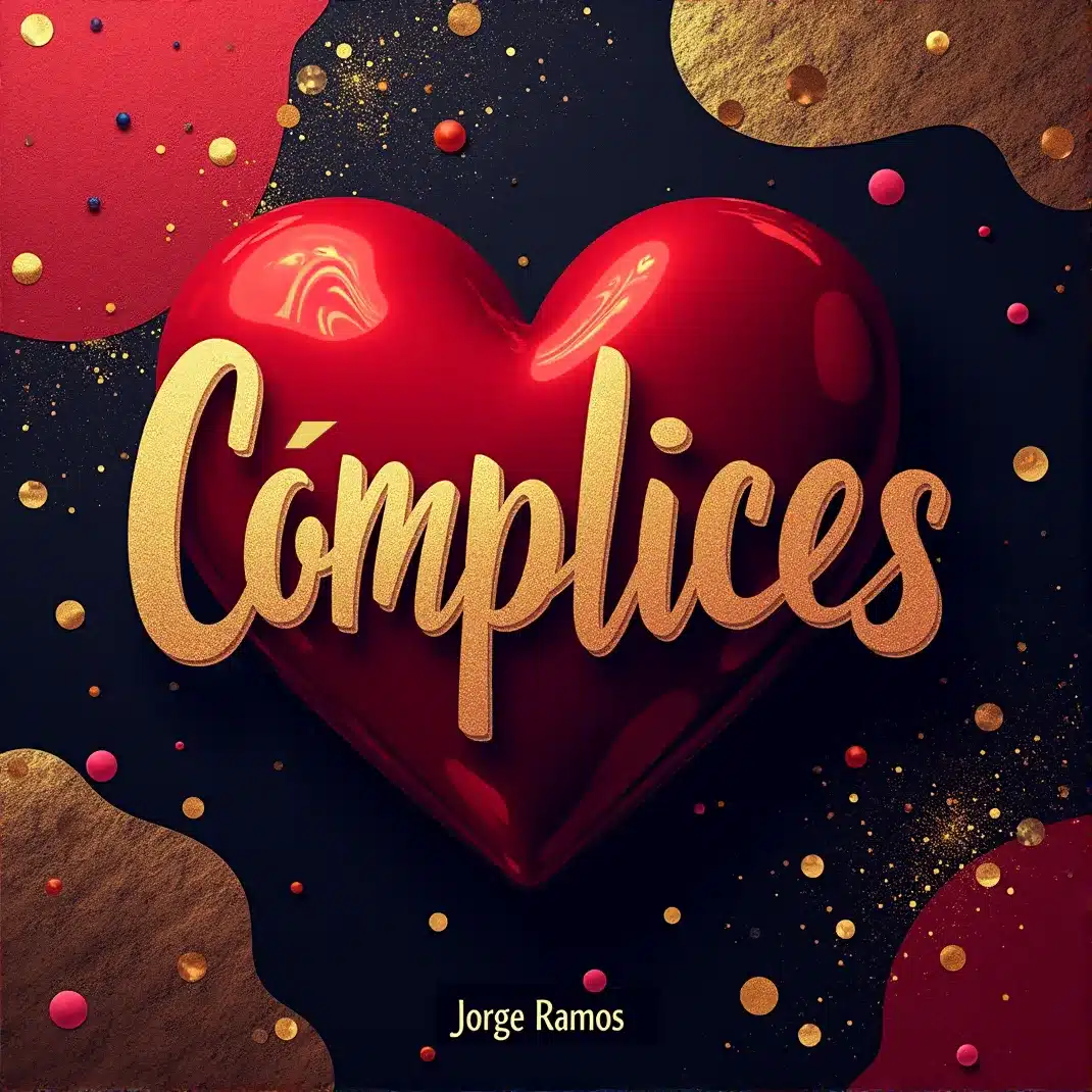 Portada “Cómplices”: pista nocturna con luz cálida y neón sutil; dos siluetas bailando cerca con sonrisa cómplice; tipografía moderna bold y vibra elegante, divertida y bailable.