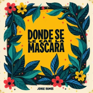 Portada cuadrada de cumbia tropical con atmósfera nocturna y símbolo de identidad (máscara/reflecto en pista espejo); título “Donde se cae la máscara”.