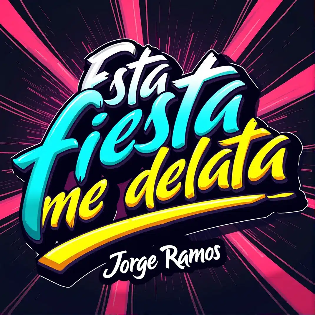 Portada de “Esta fiesta me delata”: escena nocturna con luces neón rojas y siluetas bailando, textura tipo póster y el título destacado arriba.