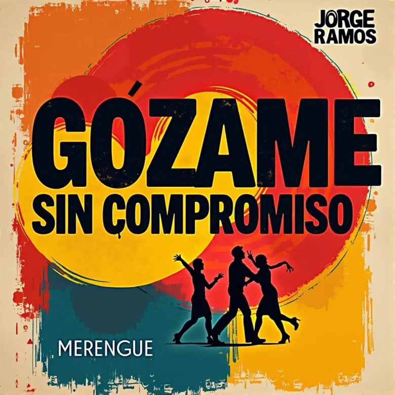 Portada del single “Gózame sin compromiso” de Jorge Ramos, con estética de club moderno: joven rubia europea bailando o tambor en primer plano bajo luces de colores, transmitiendo fiesta intensa y actitud sin compromiso, con el título destacado.