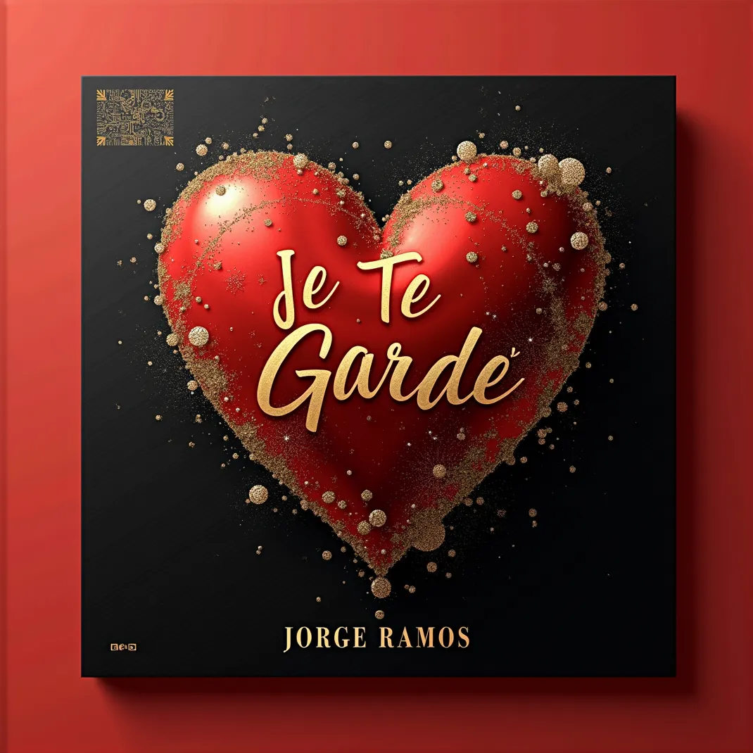 Portada “Je Te Garde”: luz cálida y atmósfera serena; figura caminando en una calle nocturna con un brillo suave en el pecho o una nota/luz como recuerdo, tipografía limpia en francés y mood de lealtad, calma y amor a distancia.
