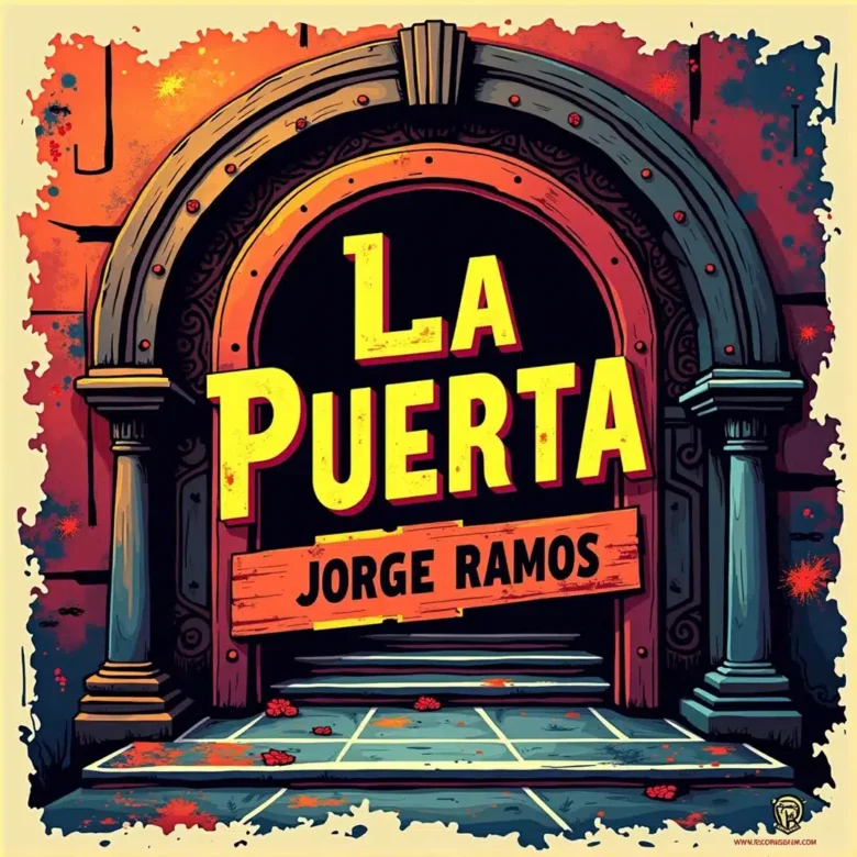 Portada del single “La Puerta” de Jorge Ramos, con una puerta de neón entreabierta sobre fondo oscuro y el título grande en tipografía moderna, representando un amor que sigue abierto.