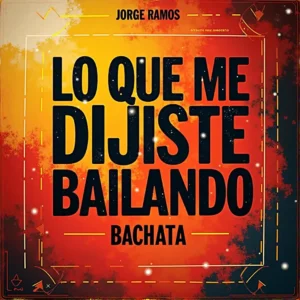 Portada “Lo Que Me Dijiste Bailando”: luz baja cálida, pareja bailando muy cerca con gesto tierno; textura suave y romántica, tonos ámbar y azul profundo; tipografía elegante y limpia con alto contraste.