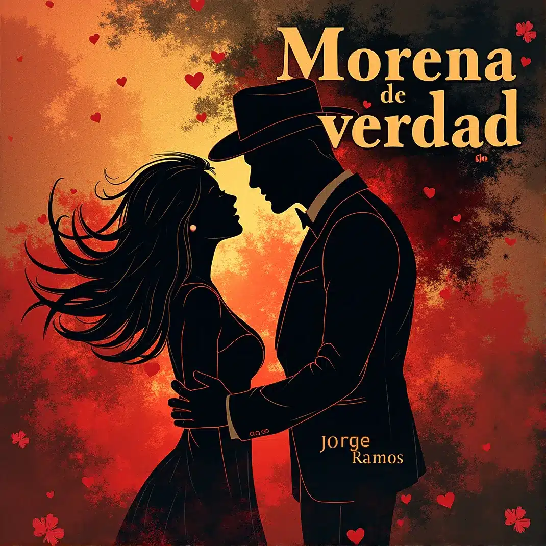 Portada del single “Morena de verdad” de Jorge Ramos, con estética de salsa moderna, colores cálidos y presencia destacada de una mujer morena o de instrumentos latinos como trompetas y timbales, y el título en la parte superior.