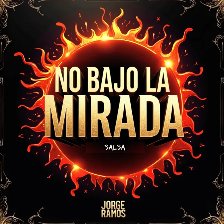 Portada de “No Bajo la Mirada”: silueta en el centro de un escenario bajo luz dorada intensa sobre fondo oscuro, con el título grande en la parte superior.