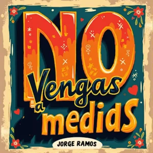 Portada futurista y colorida de “No vengas con medias” de Jorge Ramos, con formas neón abstractas que simbolizan decisiones completas sobre fondo oscuro.