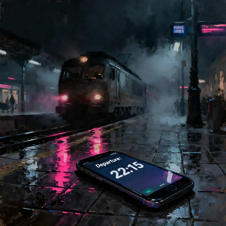 Portada “Pa’ que no me alcances”: carretera nocturna y horizonte lejano con luces cálidas; figura caminando de espaldas con chaqueta, sensación de distancia y decisión; tipografía fuerte y minimalista.