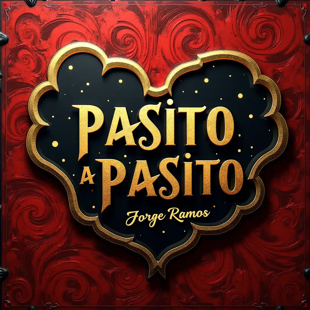 Portada del single "Pasito a Pasito" de Jorge Ramos, con bailarines de salsa en una pista tropical iluminada por luces cálidas, en una escena alegre y llena de movimiento.