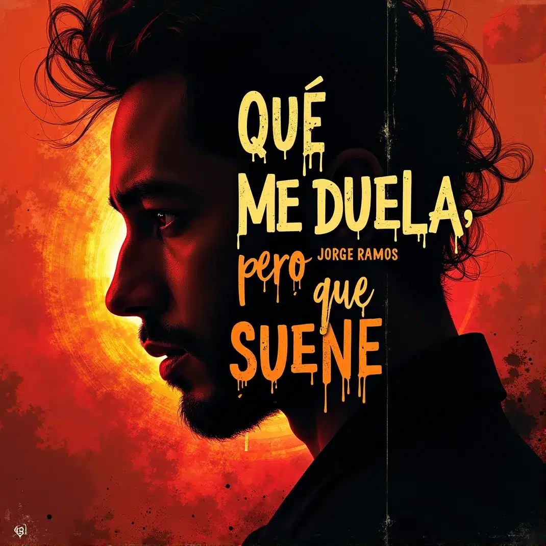 Portada cuadrada de cumbia romántica con estética nocturna tropical (luces cálidas/neón) y símbolo de desamor bailable; título “Que me duela, pero que suene”.