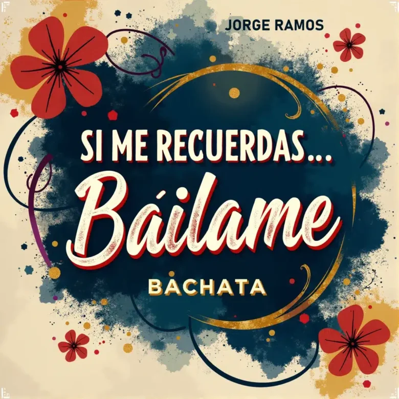 Portada “Si Me Recuerdas, Báilame”: pista nocturna íntima con luz baja y brillo cálido; siluetas bailando bachata con espacio y elegancia, tipografía moderna y mood nostálgico, sereno y romántico.