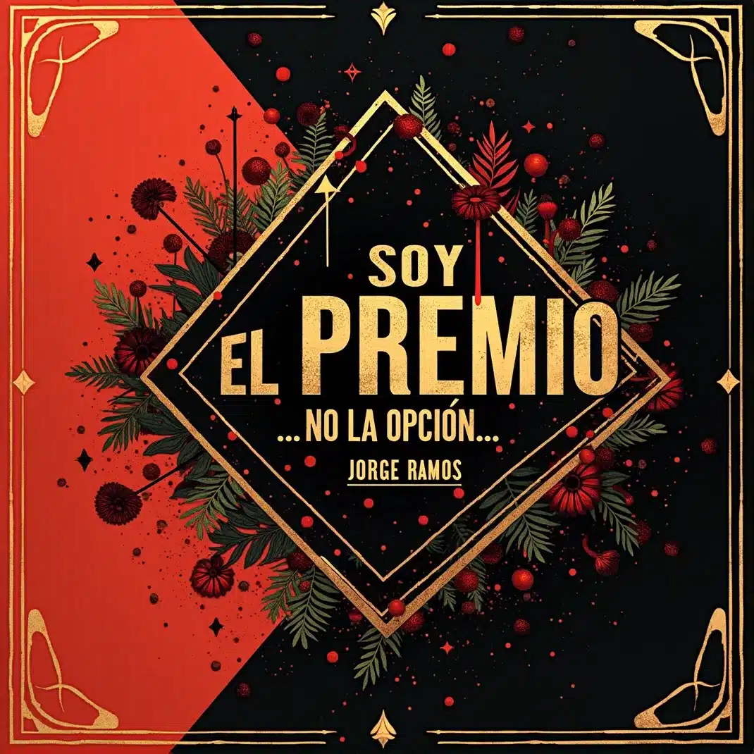 Portada del single "Soy el premio, no la opción" de Jorge Ramos: ilustración de estética afrobeat latina con una figura segura en un trono iluminado en amarillo y verde, simbolizando que es el premio y no una opción más.