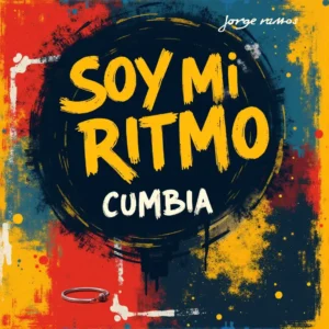 Portada futurista y colorida de “Soy mi ritmo” de Jorge Ramos, con formas neón y elementos abstractos de ritmo sobre fondo oscuro.