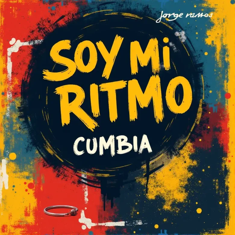 Portada futurista y colorida de “Soy mi ritmo” de Jorge Ramos, con formas neón y elementos abstractos de ritmo sobre fondo oscuro.