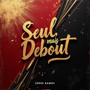 Portada “Seul, Mais Debout”: escena nocturna sobria con luz fría y contrastes suaves; figura caminando sola con postura firme, calle mojada y reflejos; tipografía moderna en francés, mood de lucidez, fuerza y calma.