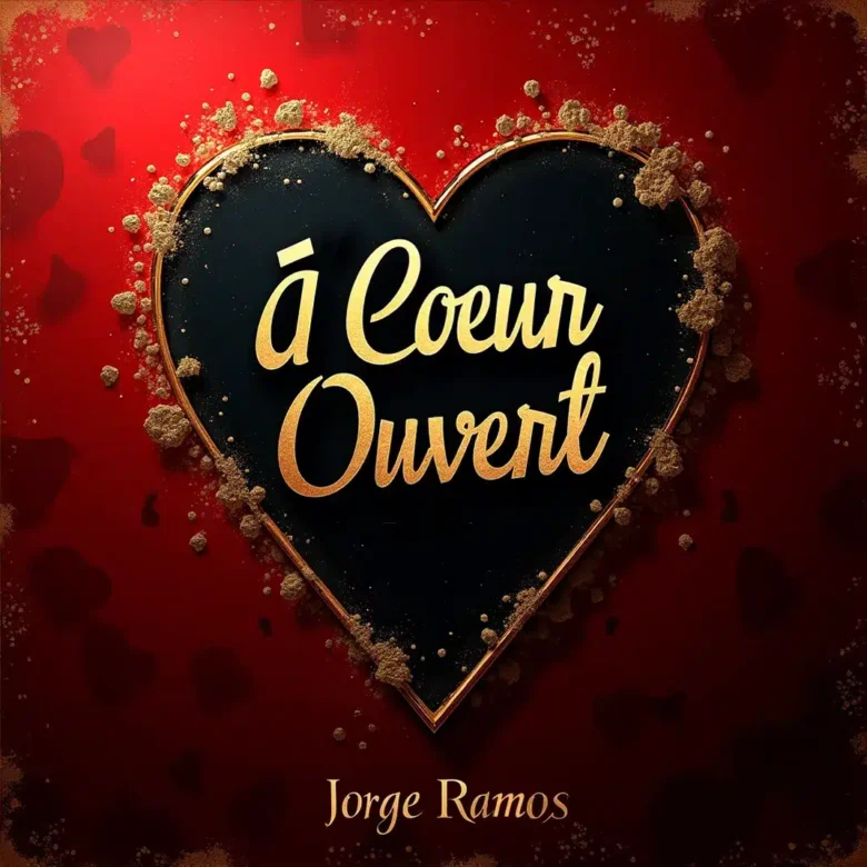 Portada “À Cœur Ouvert”: atmósfera íntima y cálida con luz baja; dos figuras cerca o una mano extendida, tipografía elegante en francés y mood de paz, honestidad y cercanía.