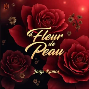 Portada “À Fleur de Peau”: escena nocturna con luz baja y atmósfera íntima; sensación de cercanía “tout près, tout doux”, tipografía elegante y tono cálido de respeto y confianza.