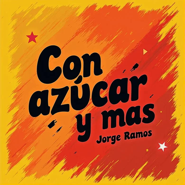 Portada “Con azúcar y más”: estelas de luz rojo/ámbar y explosión abstracta dinámica; tipografía bold en alto contraste; energía de pista.
