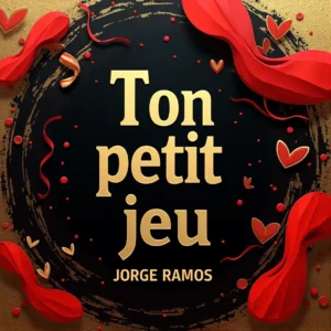 Portada “Ton Petit Jeu”: escena nocturna elegante con tensión suave; dos siluetas cercanas y miradas cómplices, luz cálida, tipografía limpia en francés y mood de coqueteo con clase y respeto.