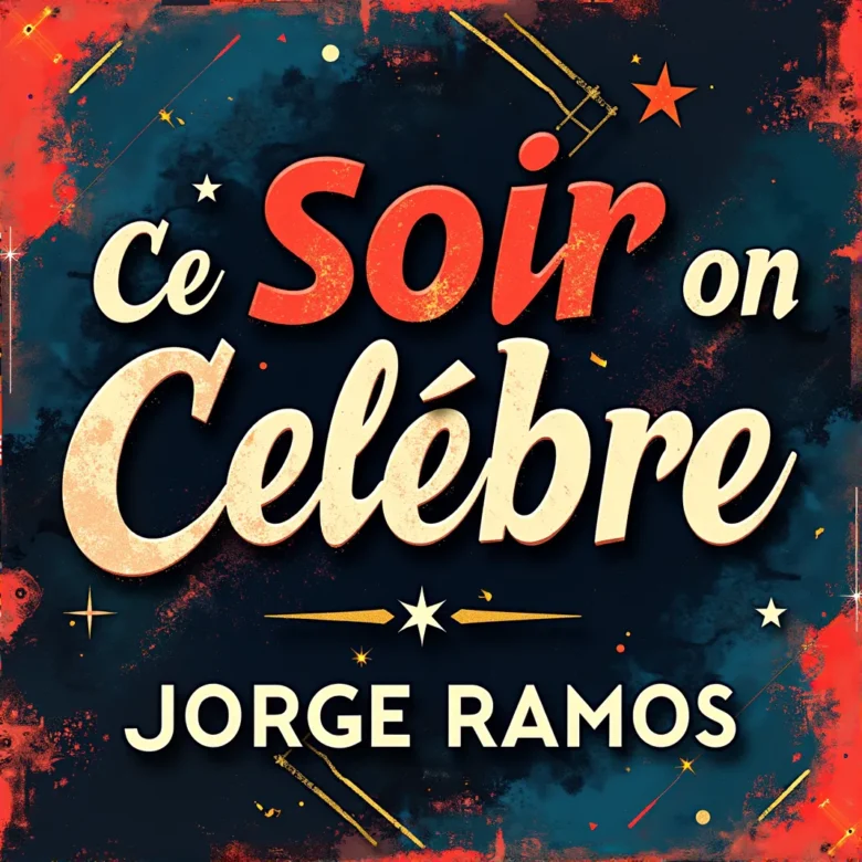 Portada “Ce Soir On Célèbre”: escena cálida de celebración nocturna con luz baja y destellos dorados; ambiente de amigos/familia elegida, tipografía elegante y sensación de gratitud y alegría real.