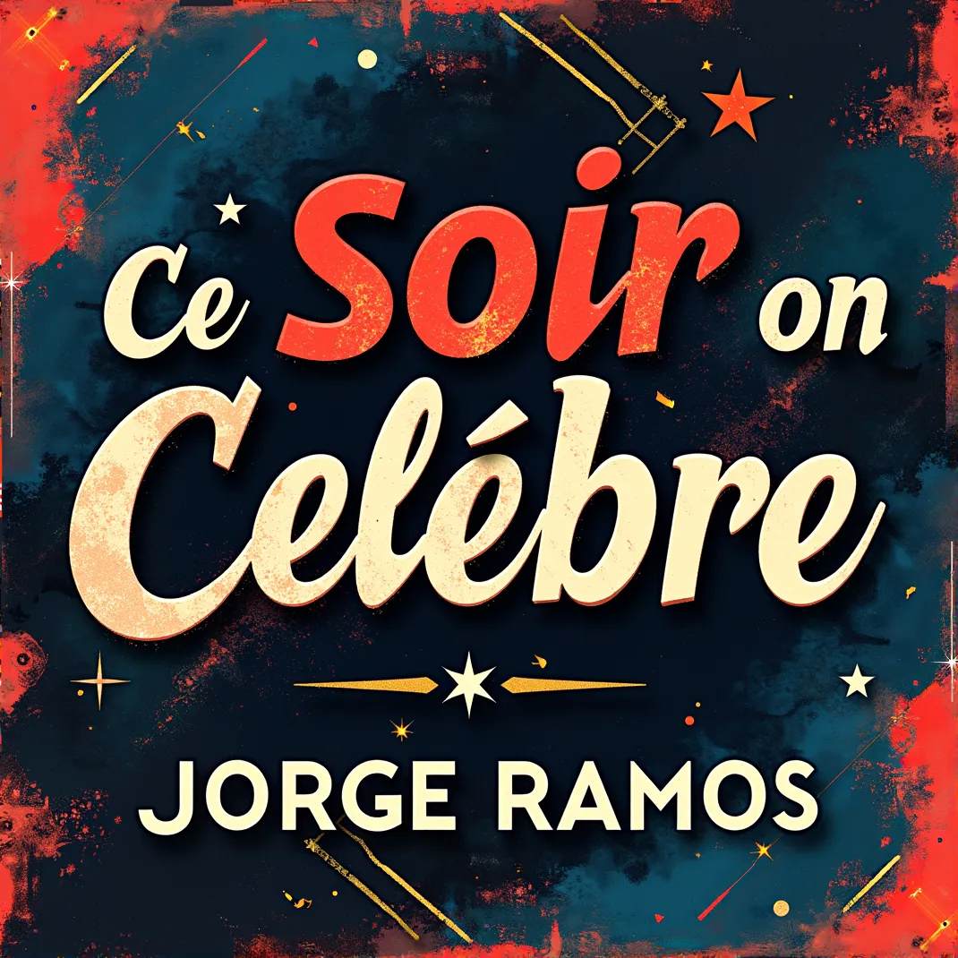 Portada “Ce Soir On Célèbre”: escena cálida de celebración nocturna con luz baja y destellos dorados; ambiente de amigos/familia elegida, tipografía elegante y sensación de gratitud y alegría real.