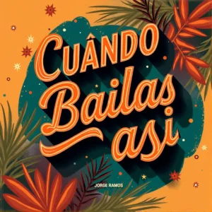 Portada futurista de “Lo supe al compás” de Jorge Ramos, con elementos neón inspirados en montañas andinas y tambor sobre fondo oscuro tropical.