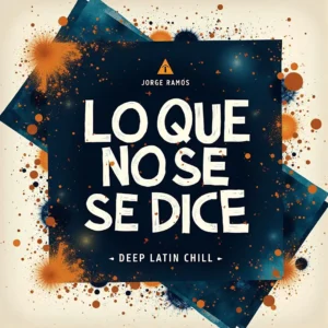 Portada cuadrada con atmósfera tropical nocturna: luna suave sobre playa/pista, siluetas bailando sin tocarse, bruma cálida, luces bajas, textura granulada fina y paleta turquesa/ámbar; título “Lo Que No Se Dice” legible.