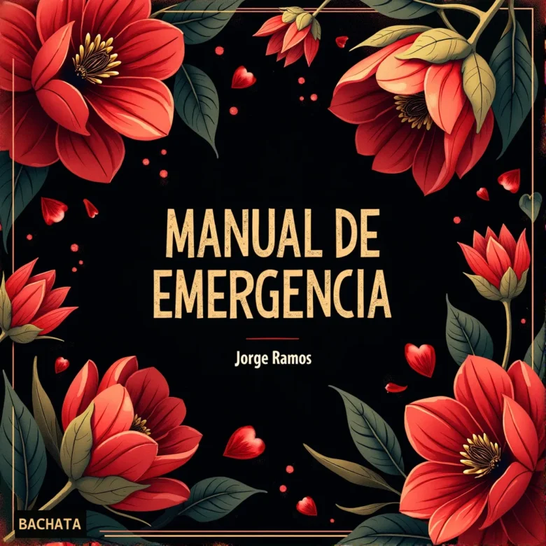 Portada “Manual de Emergencia”: estética bachata moderna con tensión elegante; ambiente nocturno/nostálgico, tipografía clara y sensación de orgullo vs recaída, corazón que “vuelve”.
