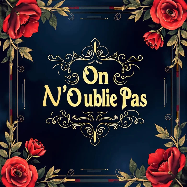 Portada “On N’Oublie Pas”: ambiente cálido y humano con luz suave; varias siluetas caminando juntas o manos entrelazadas, tipografía limpia en francés y mood de gratitud, comunidad y memoria.