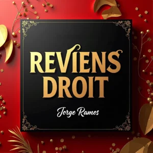 Portada “Reviens Droit”: estética sobria y firme con contraste luz/sombra; figura de pie mirando al frente, tipografía contundente en francés y mood de límites, claridad y respeto.