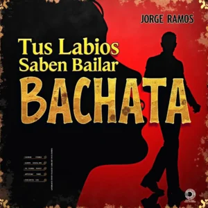Portada “Tus Labios Saben Bailar”: luz baja cálida y atmósfera íntima; siluetas cercanas a punto de besarse, énfasis en labios y movimiento, tipografía elegante y mood sensual y moderno.
