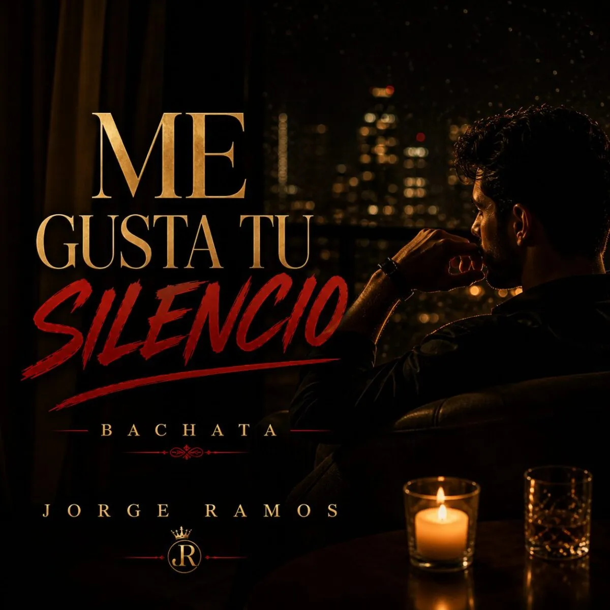Portada “Me Gusta Tu Silencio”: luz tenue y cálida, dos siluetas cerca en una pista tranquila; ambiente minimal y sereno, sensación íntima de conexión; tipografía elegante y limpia con buen contraste.