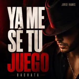 Portada cuadrada de bachata moderna nocturna con estética segura: figura de frente con mirada firme, luces cálidas y ambiente latino elegante; sensación de “ya no caigo”; título “Ya Me Sé Tu Juego” legible.