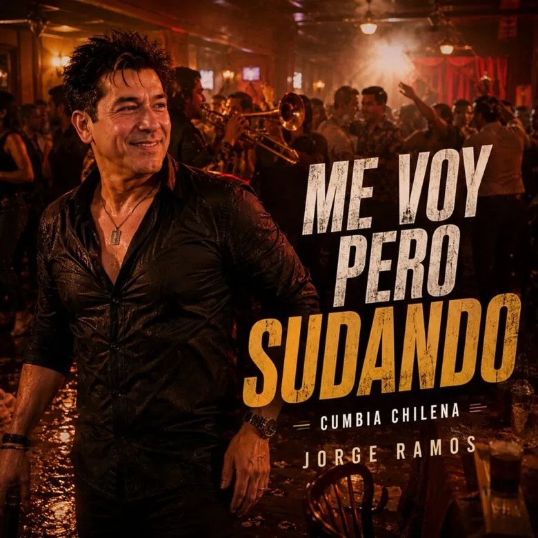 Portada cuadrada de cumbia moderna: luces de pista cálidas, acordeón sugerido y figura con actitud segura bailando; sensación de “cierre con orgullo”; título “Me Quisiste a Medias” grande y legible.