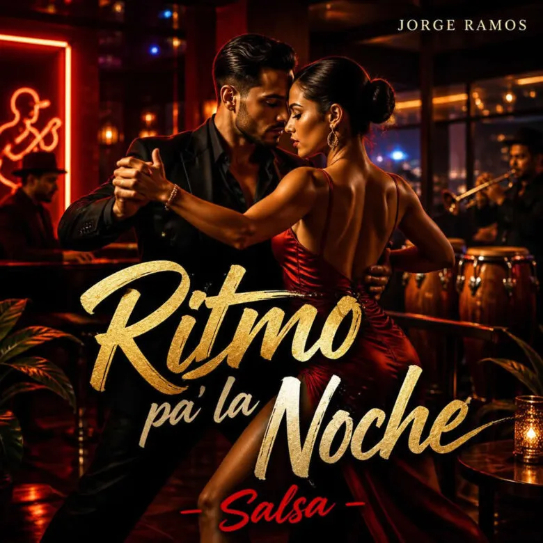 Portada pareja o público bailando, luces cálidas y nocturnas, sensación de elegancia y fiesta, y el título en la parte superior.