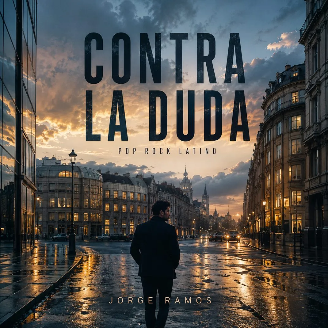 Silueta firme avanzando, sensación de coraje y claridad; título “Contra la Duda” legible y de alto contraste.