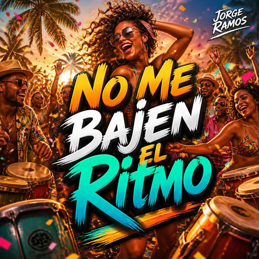 Portadas pista llena de movimiento, gente bailando en una fiesta latina con luces cálidas.