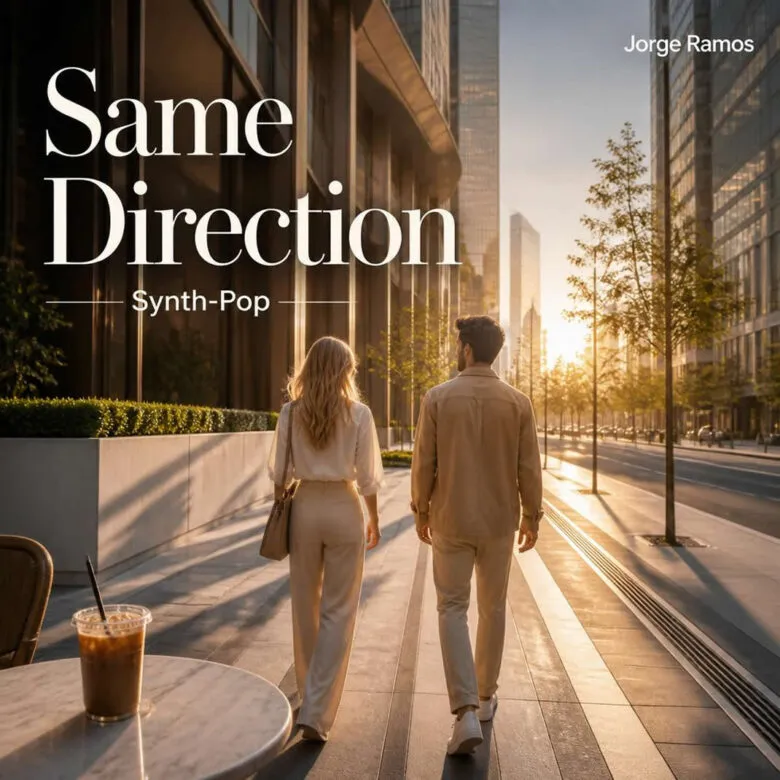 Portada dos personas caminando en la misma dirección, calles limpias de ciudad al amanecer.