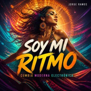 Portada figura avanzando con paso firme entre luces tropicales y neón, sensación de poder personal