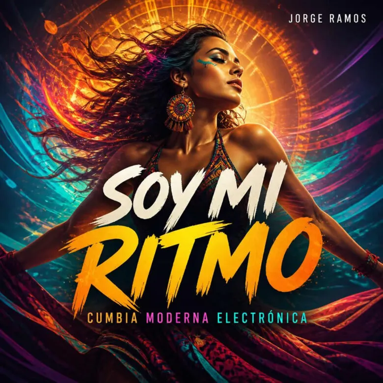 Portada figura avanzando con paso firme entre luces tropicales y neón, sensación de poder personal
