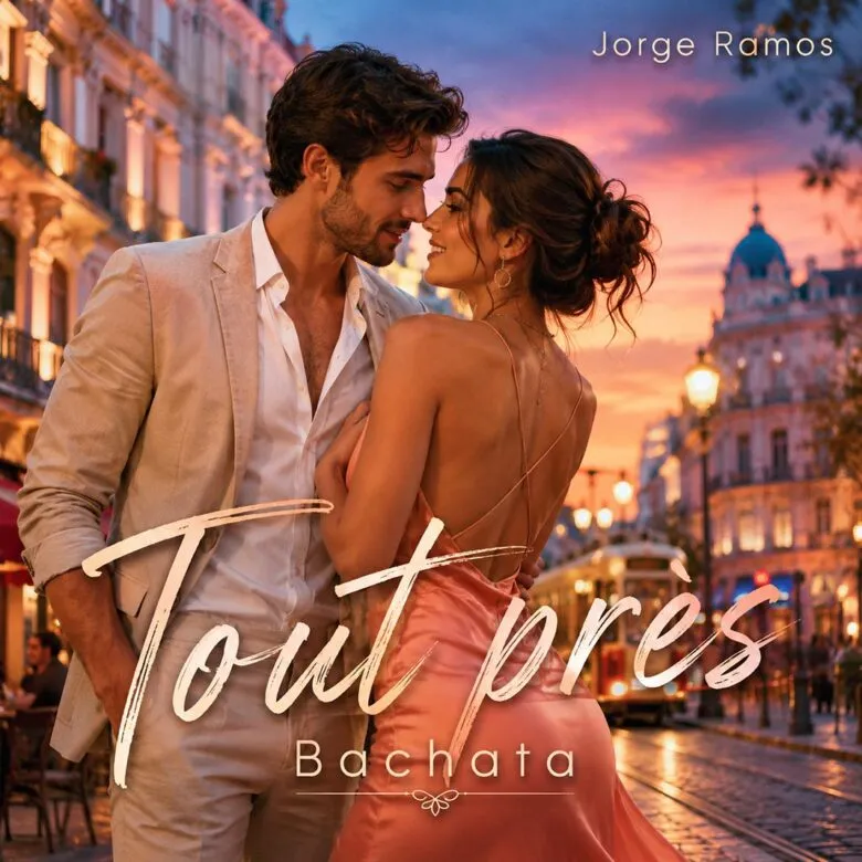 Portada escena nocturna íntima con luz baja cálida; dos siluetas bailando muy cerca con elegancia, tipografía limpia en francés y mood de confianza, respeto y deseo suave.