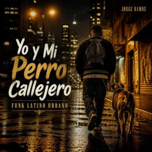 Portada un hombre caminando de noche con un perro callejero a su lado.
